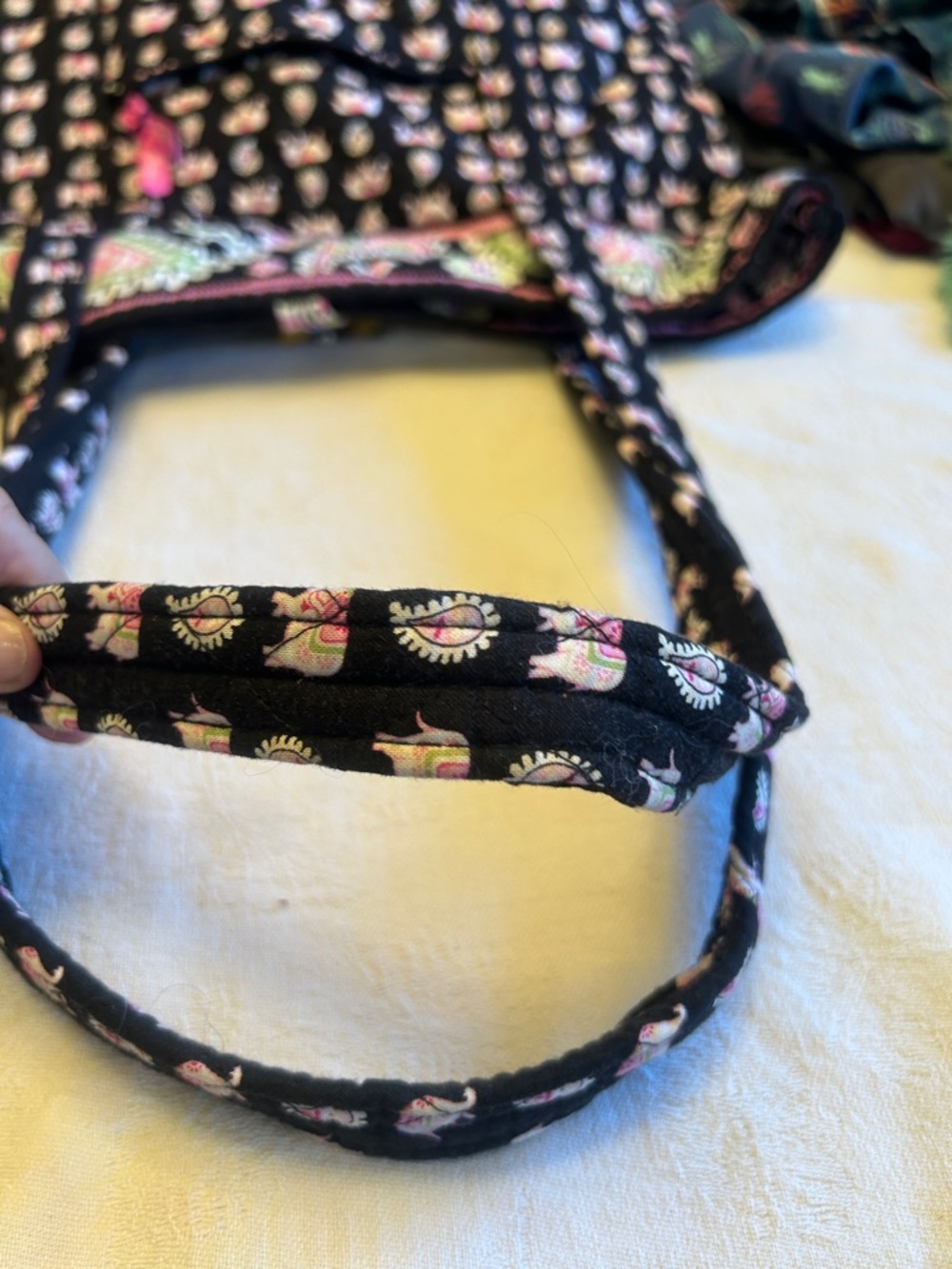 Vera Bradley Black and Pink Paisley Tote - Picture 2 of 7